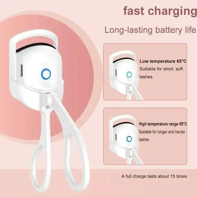 Shopminx 1PC Portable Electric Eyelash Curler Mini Rechargeable Heated Eyelash Curler Pink