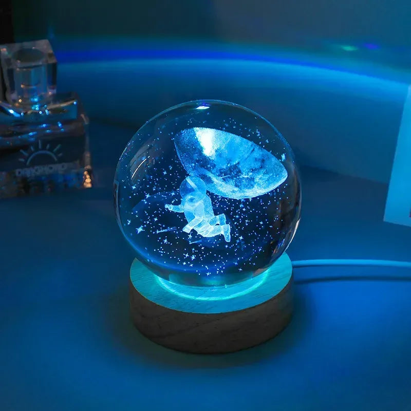 Galaxy Night Light Crystal Ball Warm Light Base / 16