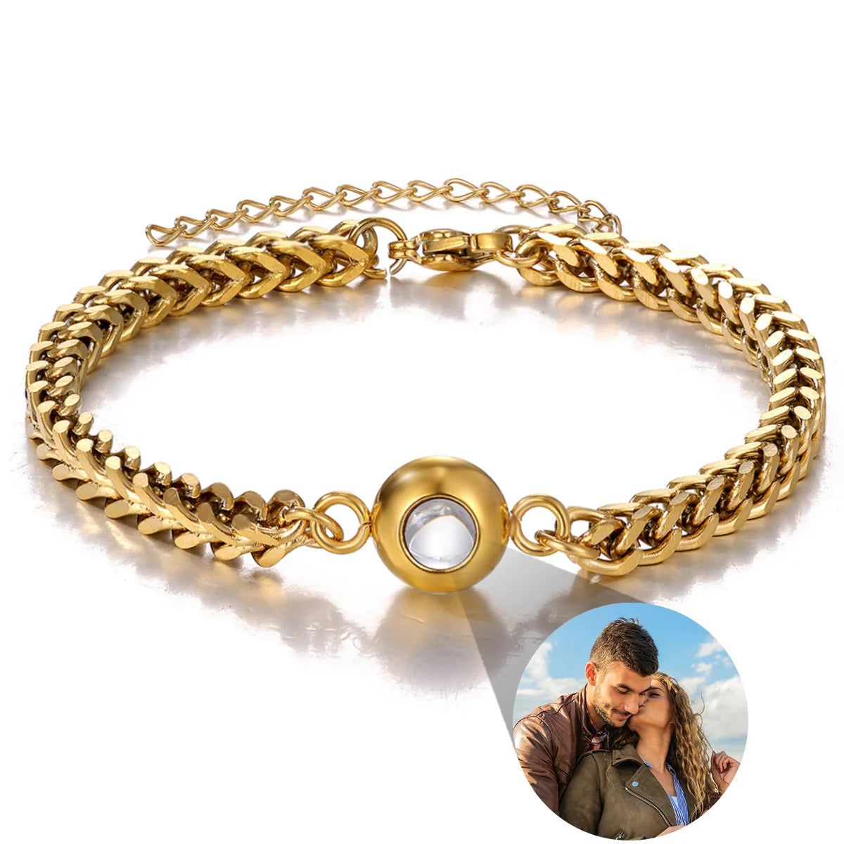 Custom Projection Photo Bracelet – personalized Zircon Chain Memory Jewelry for Women & Men