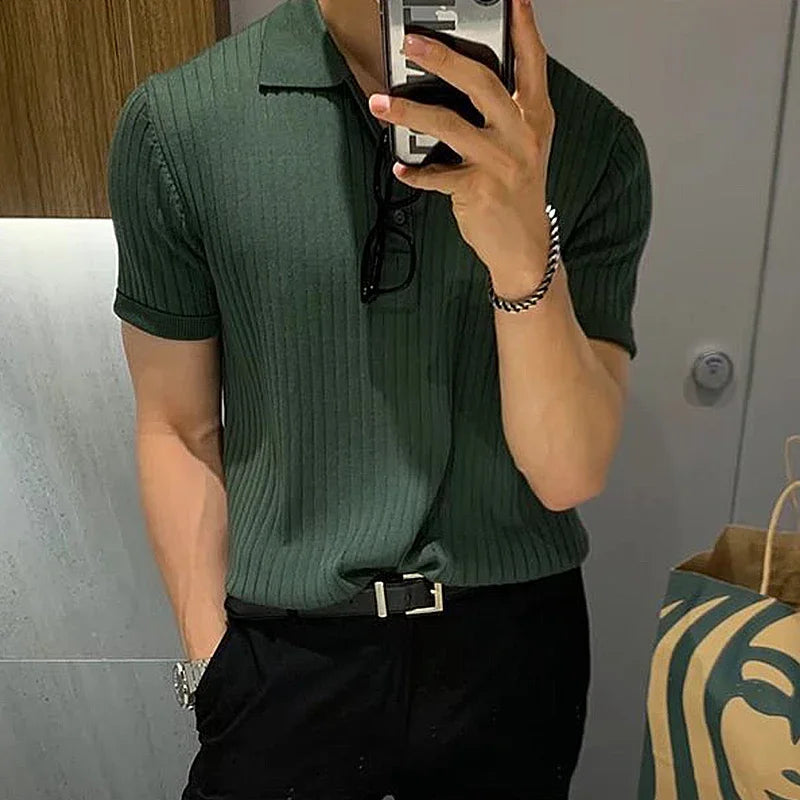 Men's Clothing Luxury Knit Polo Shirt