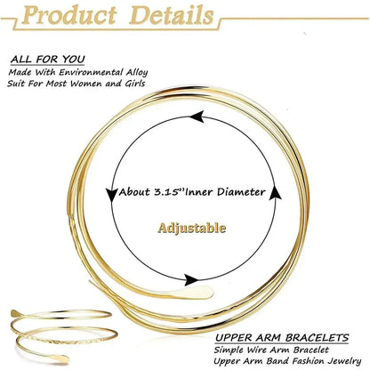 3 Pieces Upper Arm Bracelet – Coil Filigree Swirl Leaf Armband Cuff United States / Color A silver-tone