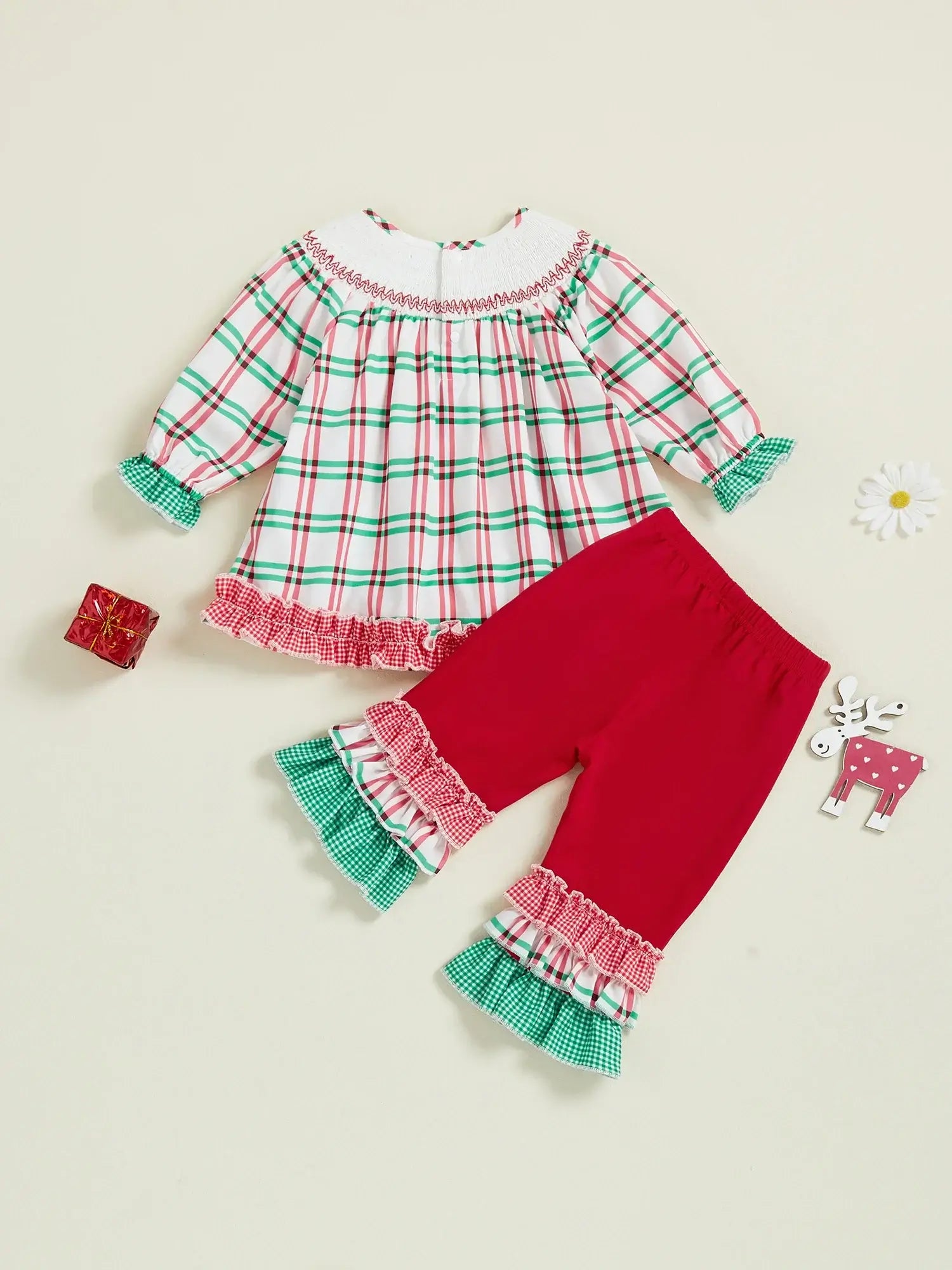 Toddler Girls Christmas Outfit Set Red / 0-6 Months / United States