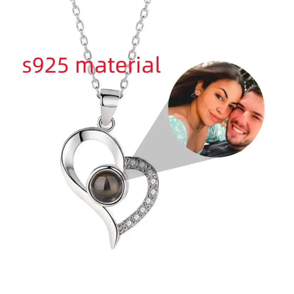 Shopminx Custom Heart Projection Necklace – Personalized Photo Memory Gift Style 11 / Rose gold / United States
