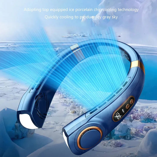 Innovative LED equipped Wearable Fan Blue