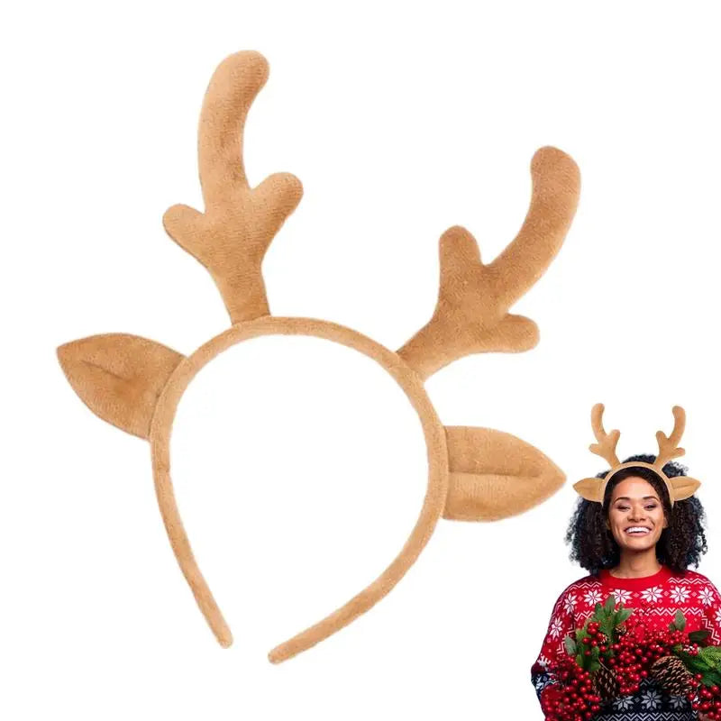 Christmas Reindeer Antler Headband – Plush Festive Hair Accessory for Women & Kids