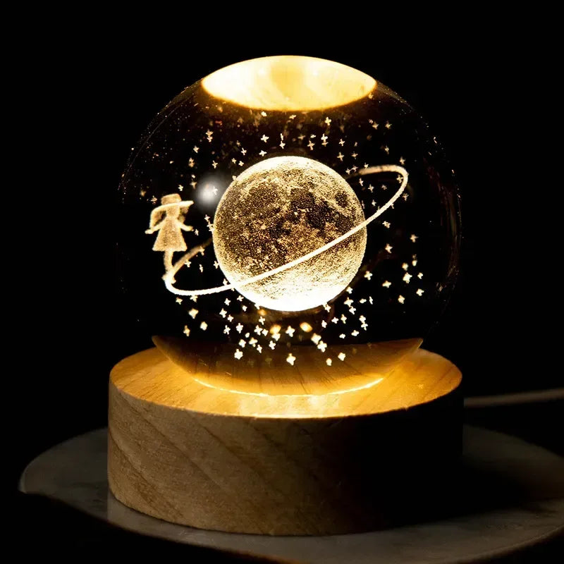 Galaxy Night Light Crystal Ball Warm Light Base / 06