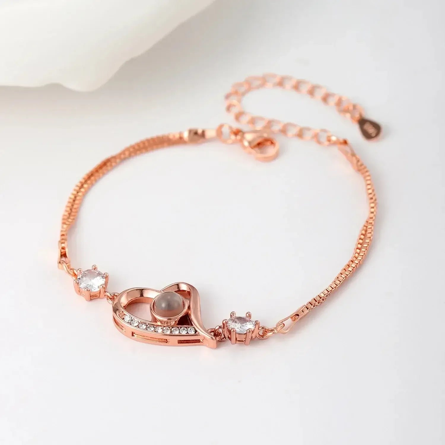Custom Photo Projection Bracelet 925 Silver Picture Inside 925 silver / Rose Gold / United States