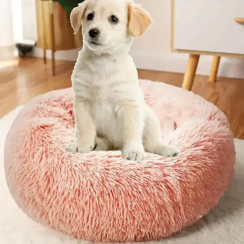 Round Dog Bed House Dog Mat Long Plush Cats Nest USB Heating Dog Basket Pet Cushion Soft Sleeping Pets Winter Warmth Supplies Gray / M / United States