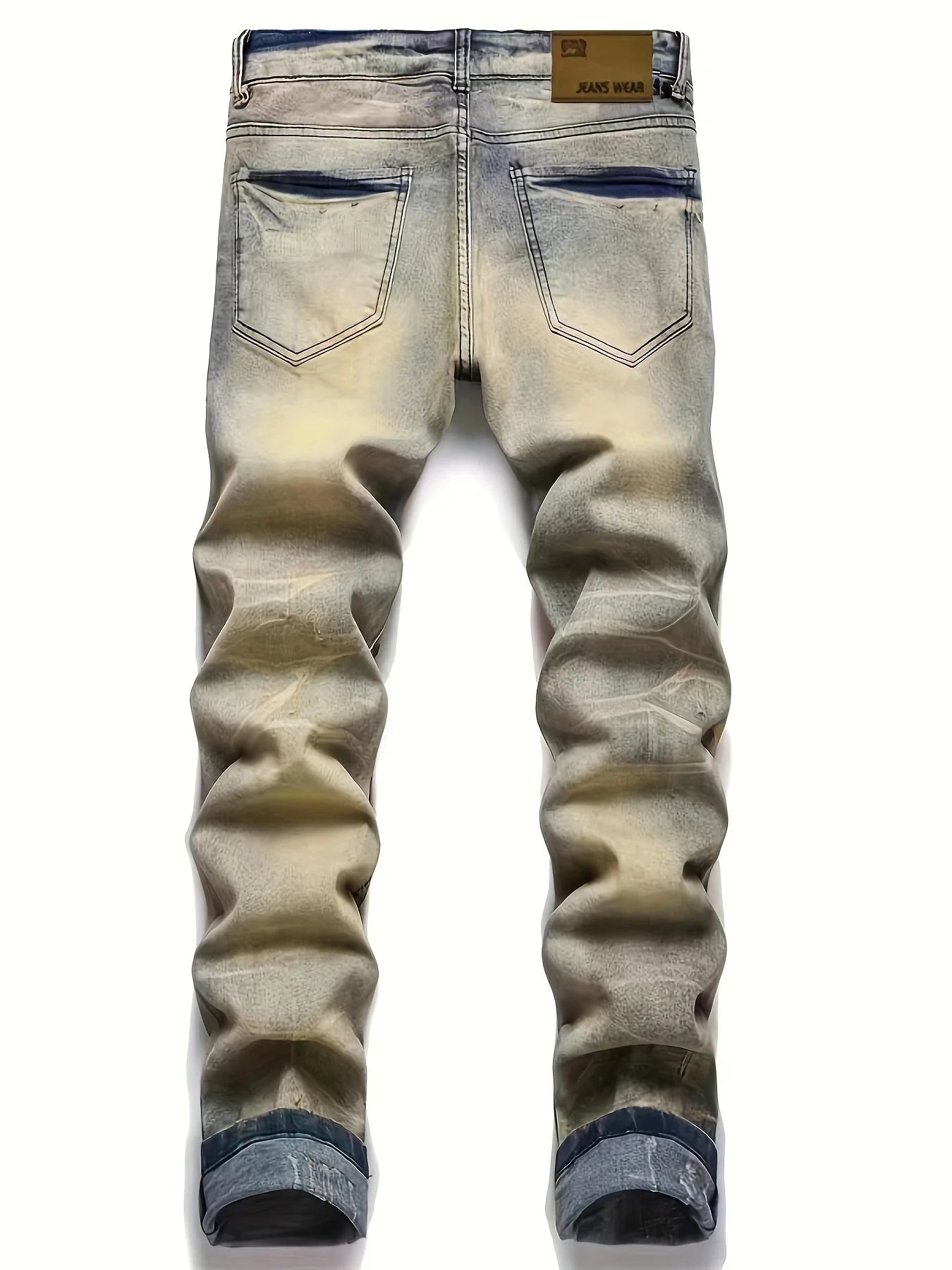 Men's Vintage Style Jeans With Novelty Skull Patter, Street Style Jeans For Males