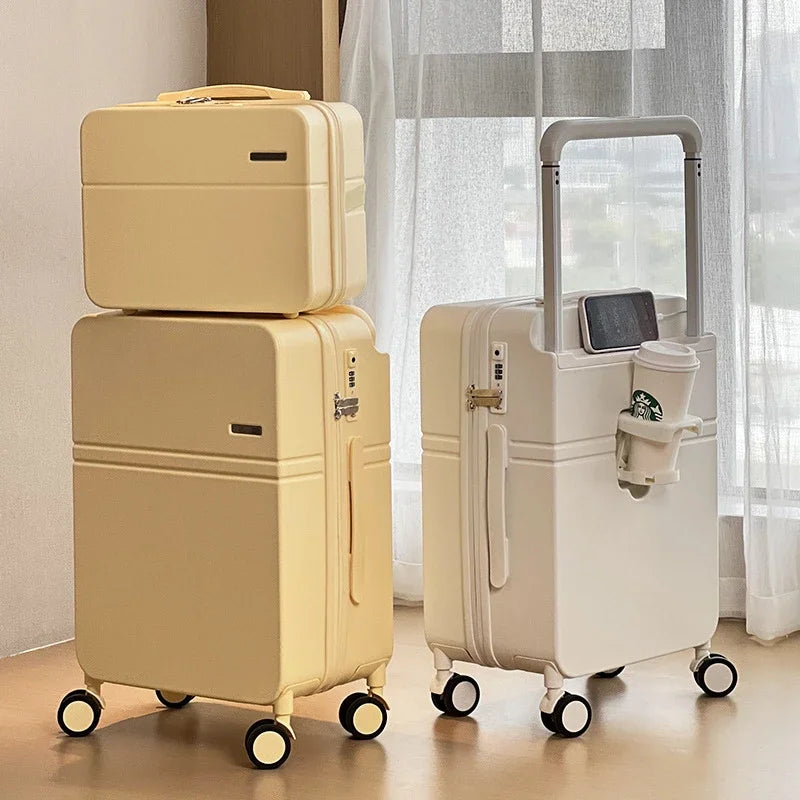 Fashion Rolling Luggage Wide Pull Rod Suitcase