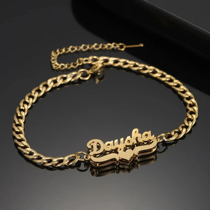 Double Plated Coustom Luxury Set Jewelry Unique Name Necklace Bracelet Silver-Set / United States