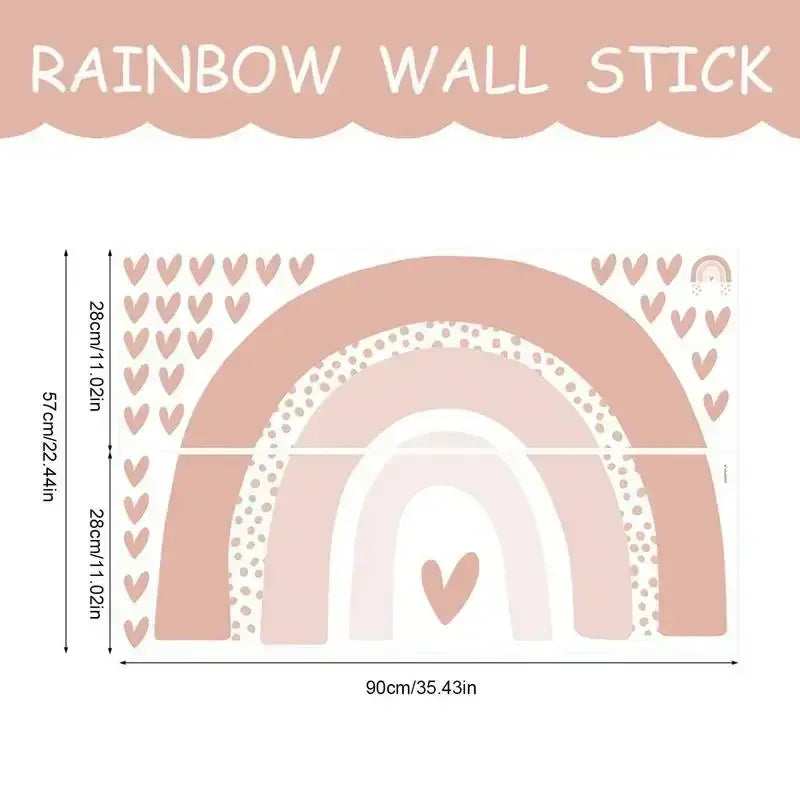 Love Heart Rainbow Wall Stickers – Boho PVC Decals for Kids Room 02 / United States