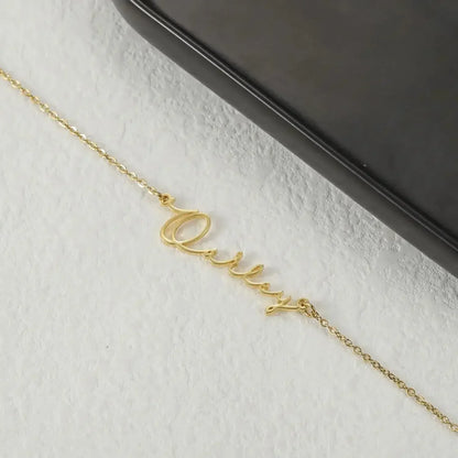 Custom Name Bracelet Stainless steel Dainty Bracelets Necklace / 20cm / Silver