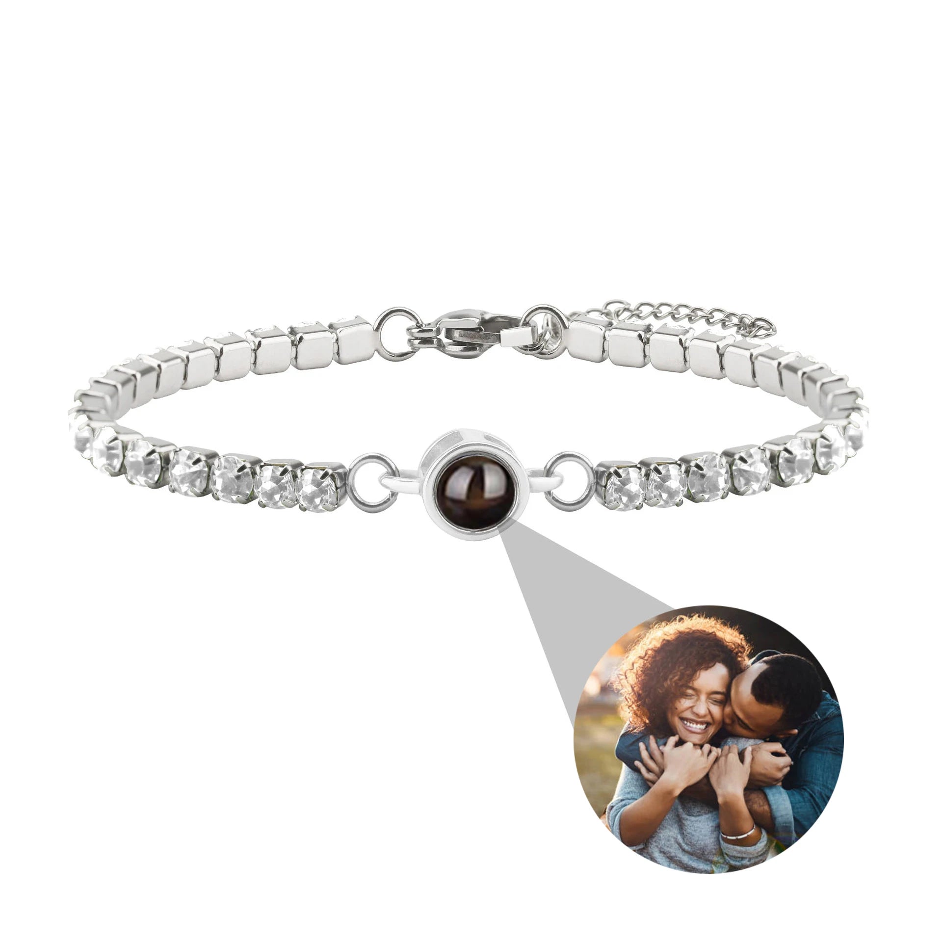 Custom Projection Photo Bracelet – personalized Zircon Chain Memory Jewelry for Women & Men