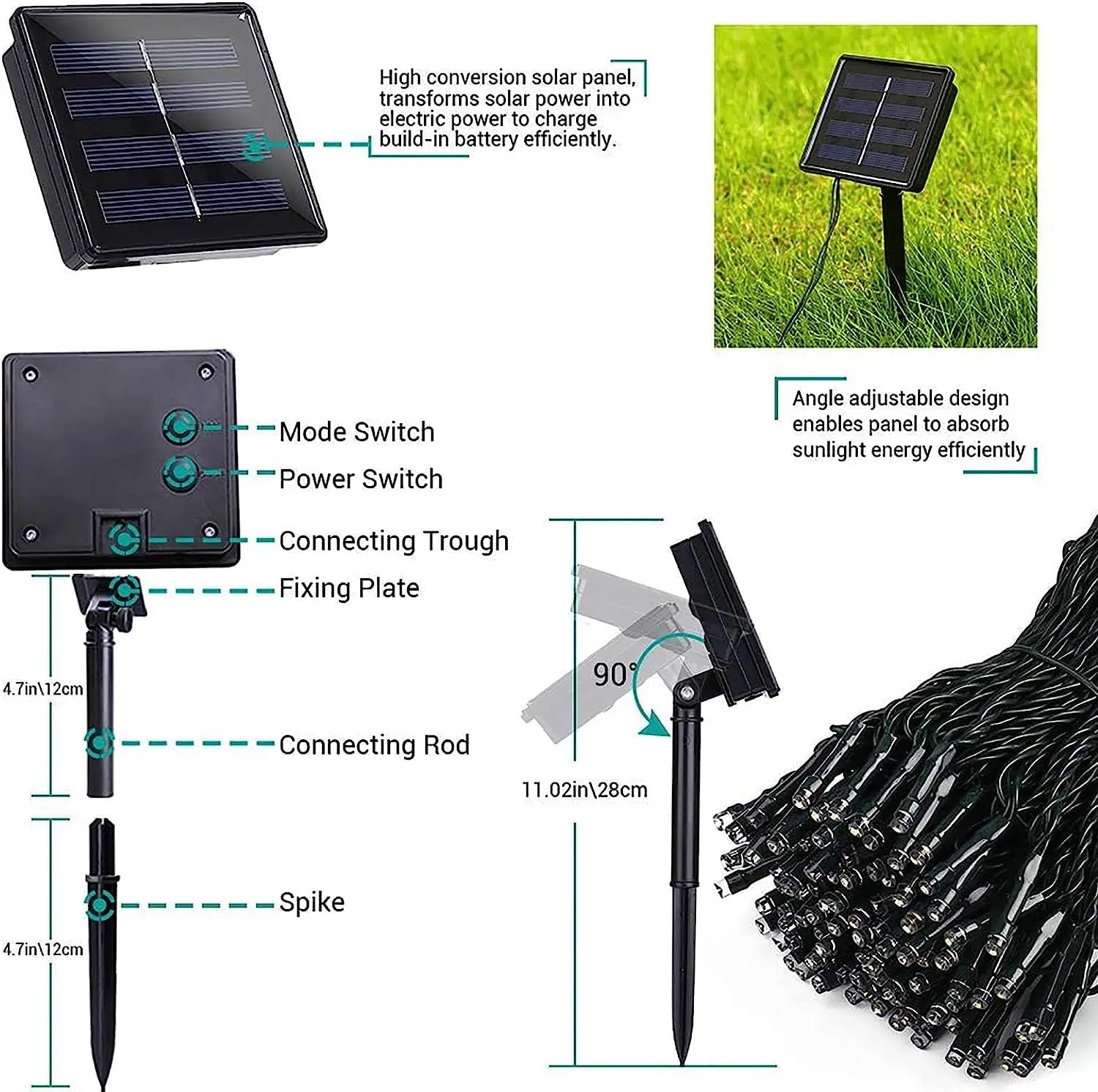 Solar Outdoor Christmas Fairy String Lights
