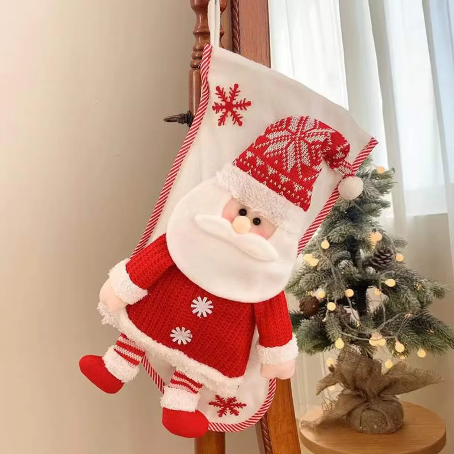 Christmas Knitted Stockings 45CM – Santa & Snowman