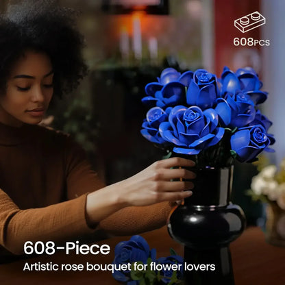 Blue Rose Bouquet Building Blocks Set 12PCS / United States