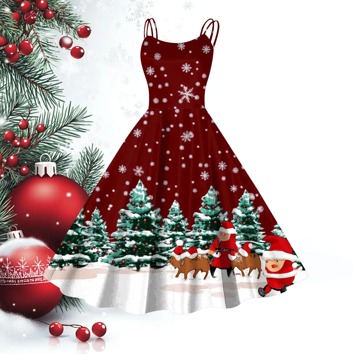 Women’s Christmas Cosplay Slip Dress Wine / L / United States