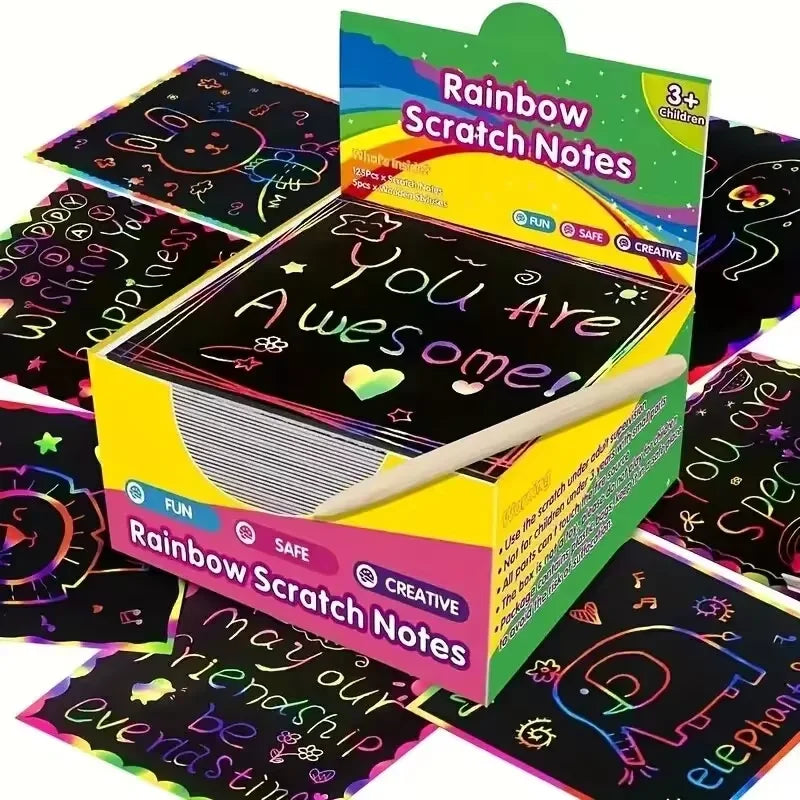 125-Piece Rainbow Scratch-Off Art Note Cards for Kids & Teens