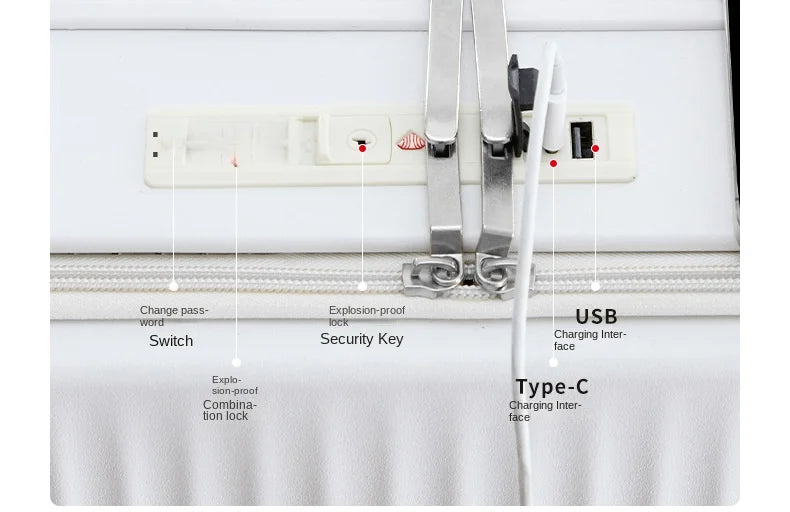 Multifunctional Password Lock Travel Suitcases with Wheels