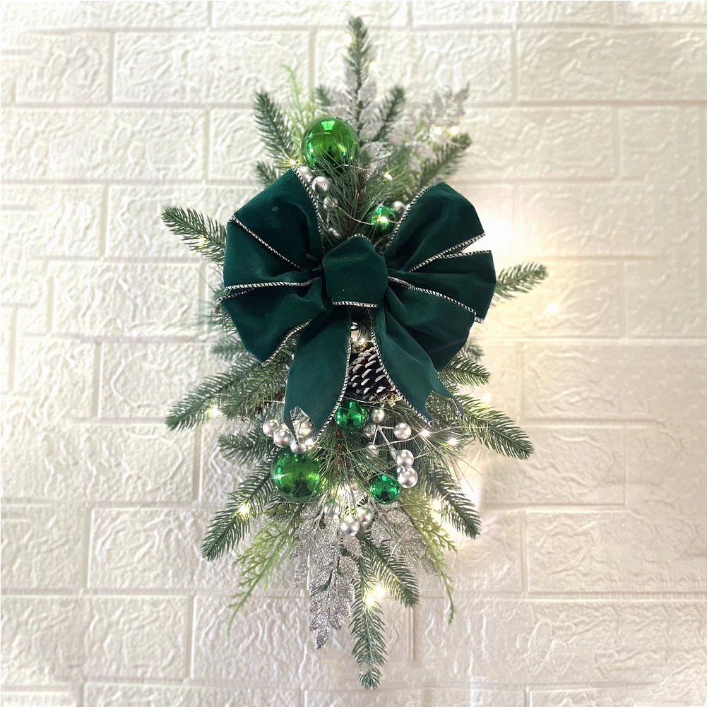Christmas Swag Wreath with/without Lights – Door & Window Garland Decoration