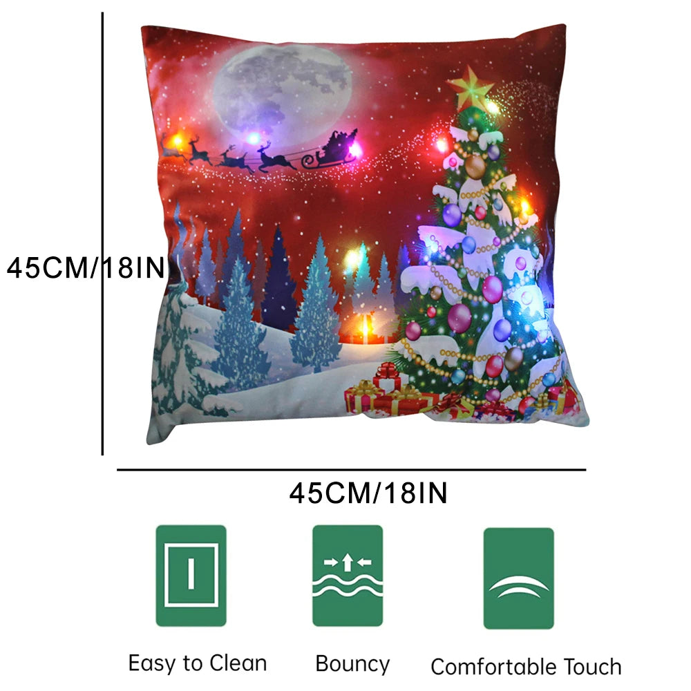 LED Glowing Christmas Pillow Covers