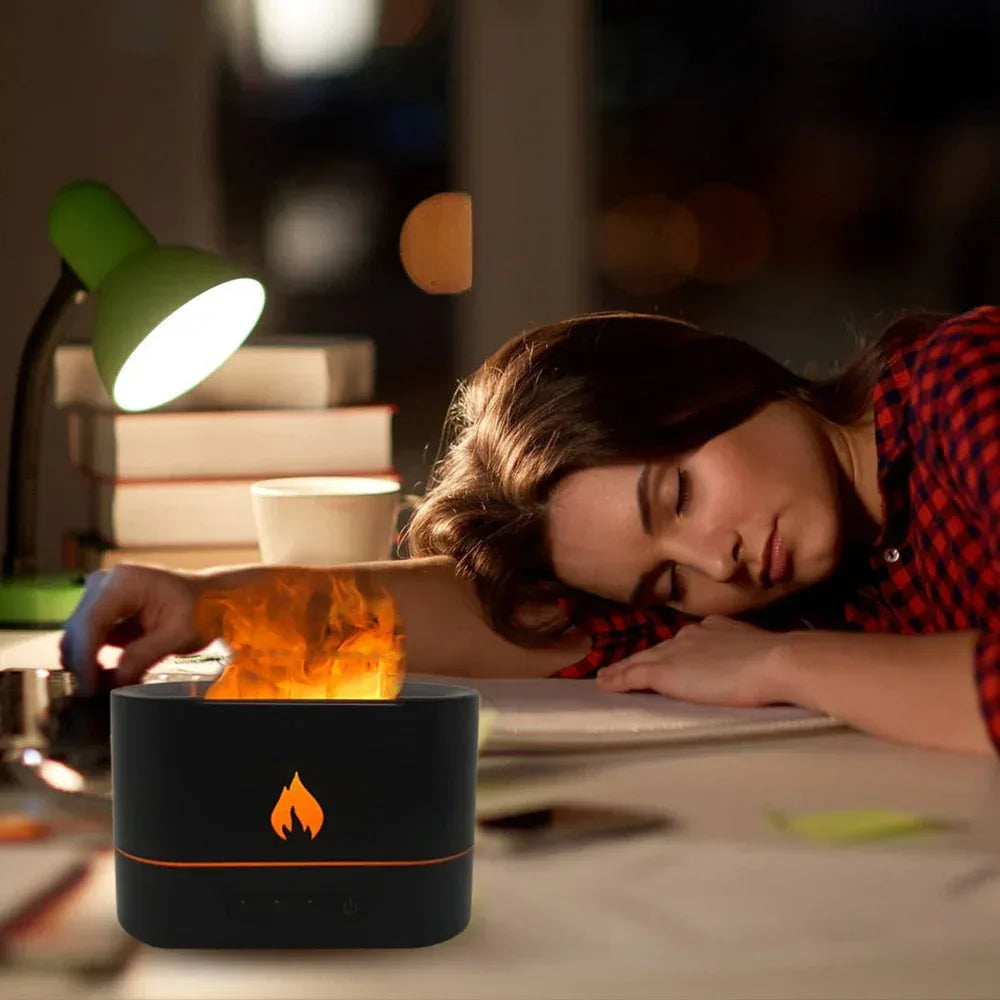 Essential Oil Diffuser With Flaming Effect And Timer White