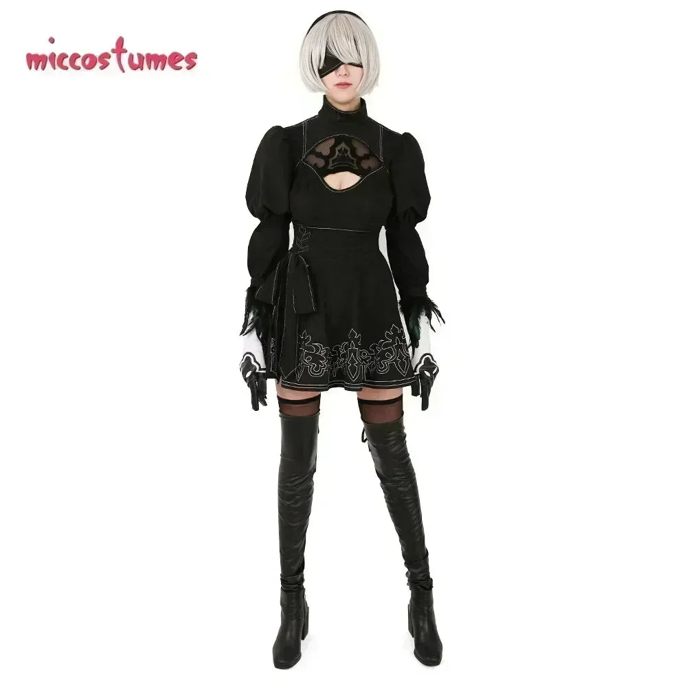 Women’s 2B Cosplay Costume Set – Leotard, Skirt & Accessories