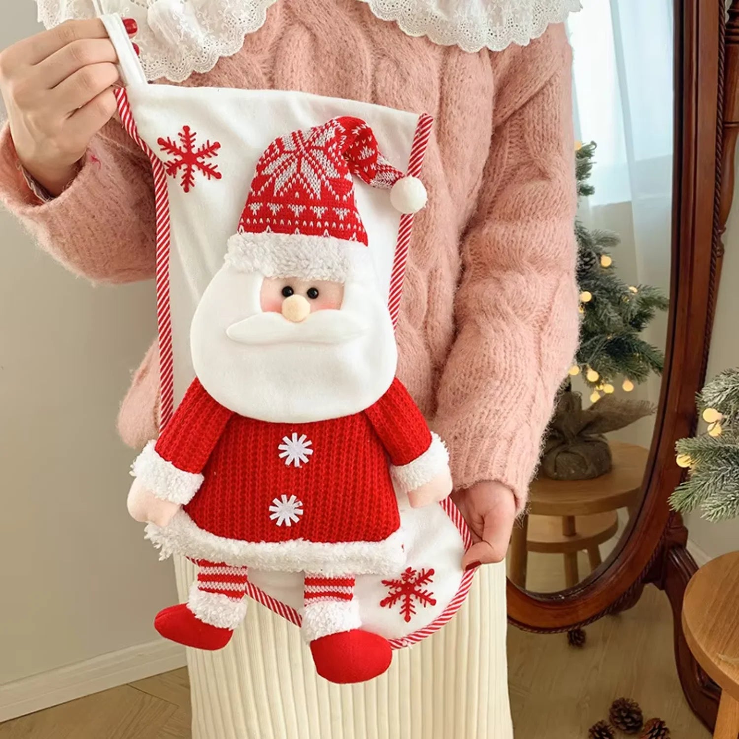 Christmas Knitted Stockings 45CM – Santa & Snowman