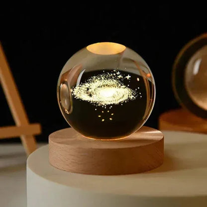 3D Laser Engraved Crystal Ball with base / Galaxy