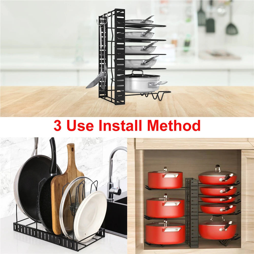 8 Tiers Pan Pot Organizer Rack Multi-layer Iron Wire