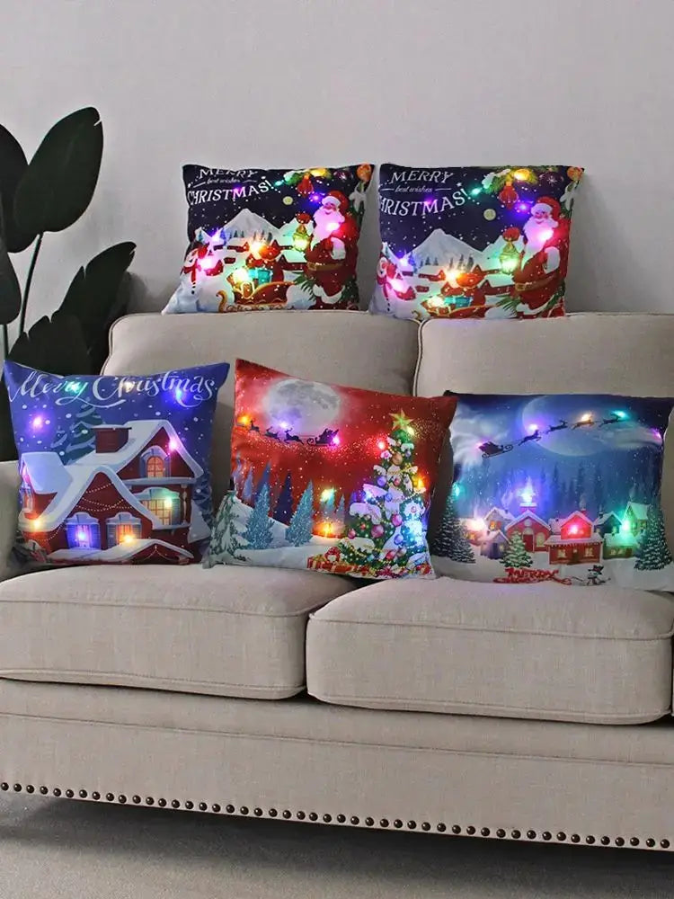 LED Glowing Christmas Pillow Covers SDJ-SET-Pillow-4 / United States