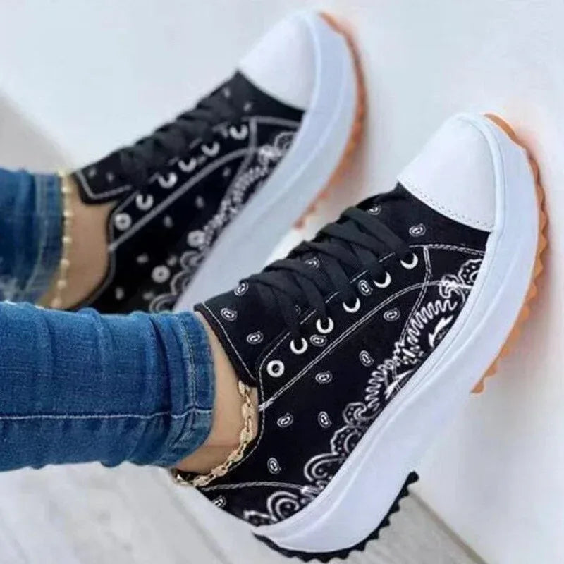 2022 Pattern Canvas Women Sneakers Casual Sport Shoes White / 5