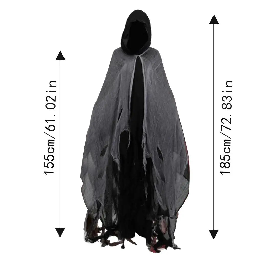 Gothic Ghost Hooded Cape Halloween Cosplay Costume