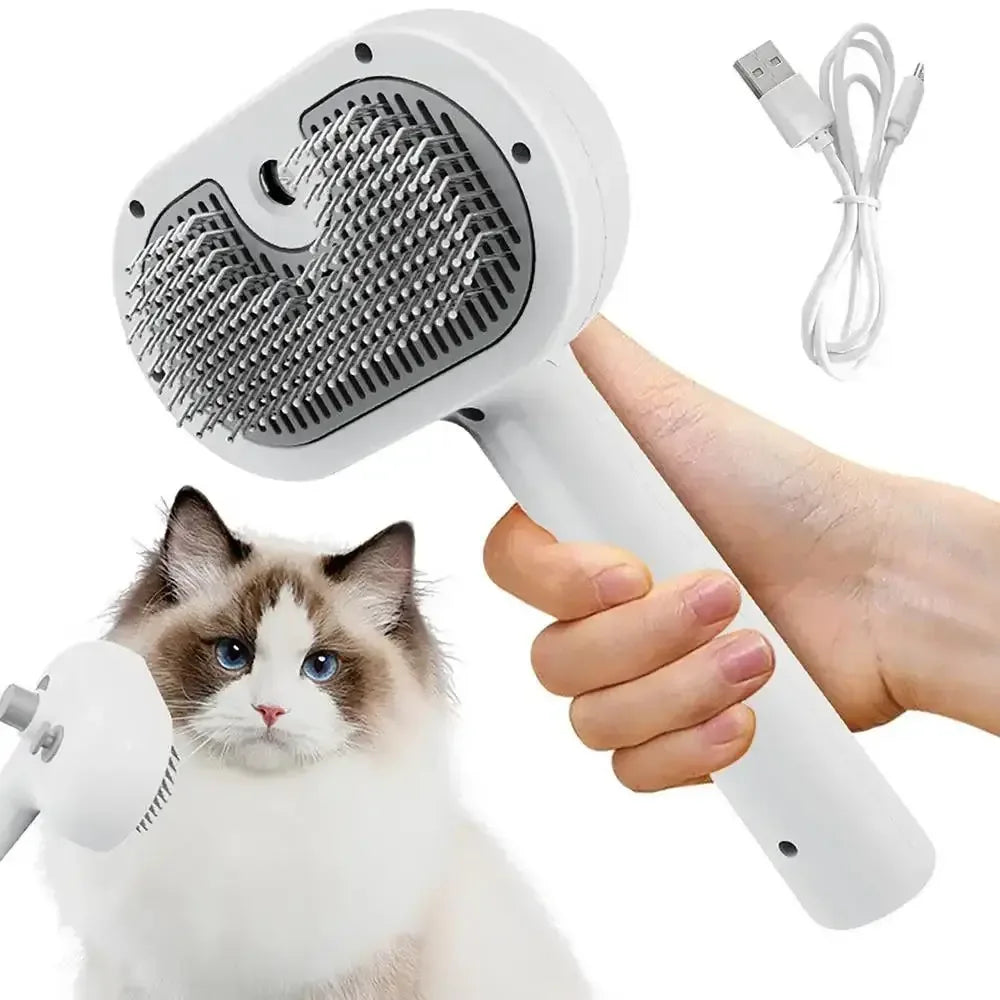 Dog and cat steam brush pet Self Cleaning and grooming Blue / United States