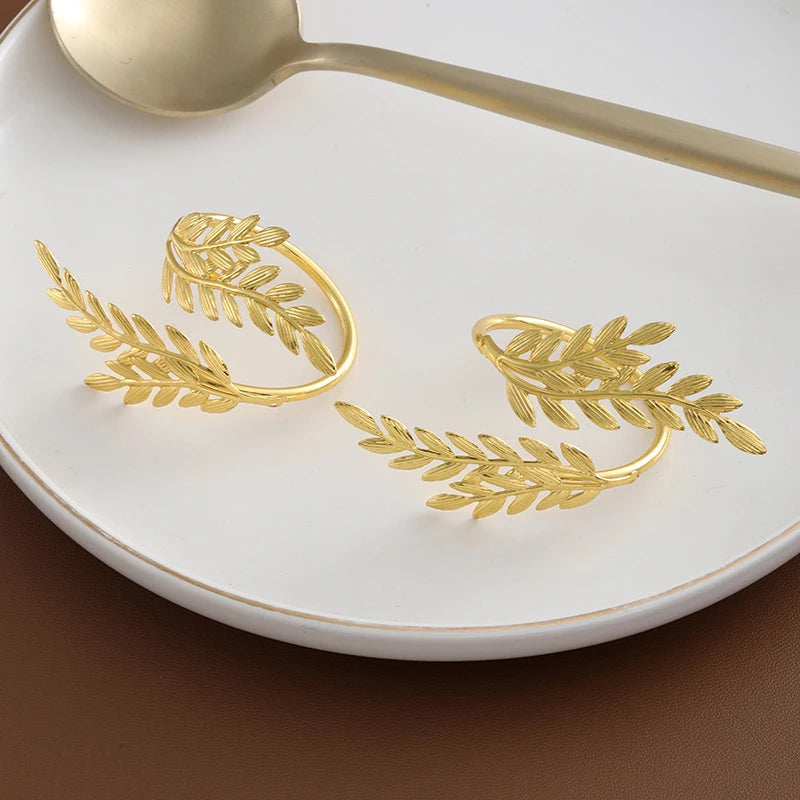 6Pcs Gold Wheat Napkin Rings Metal Leaf Napkin Holder For Harvest Festival Fall Christmas Thanksgiving Dinner Table Decoration United States