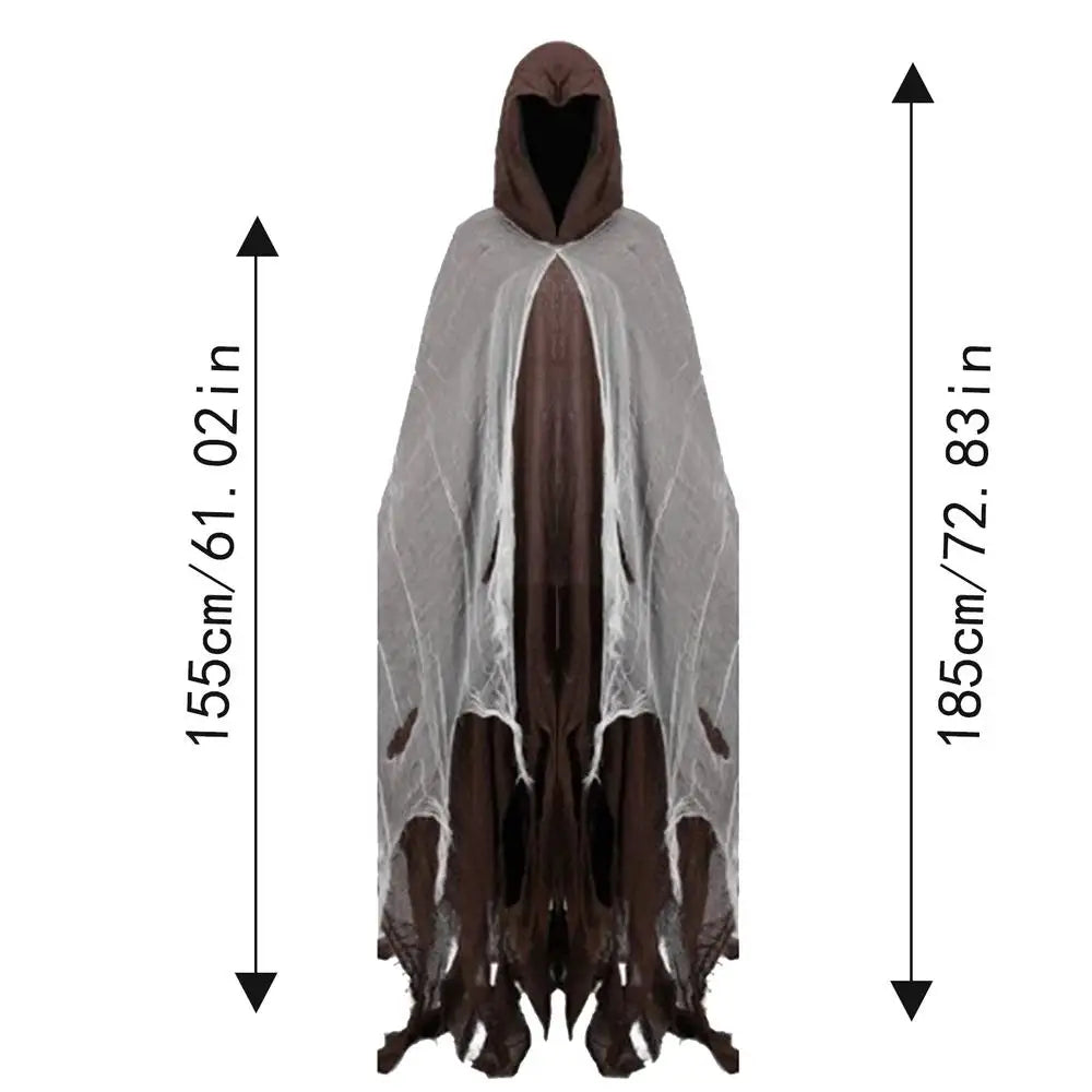 Gothic Ghost Hooded Cape Halloween Cosplay Costume
