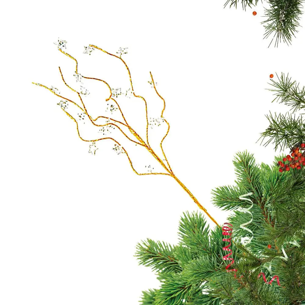 Golden Glitter Christmas Stems – Tree & Wreath Décor C / United States