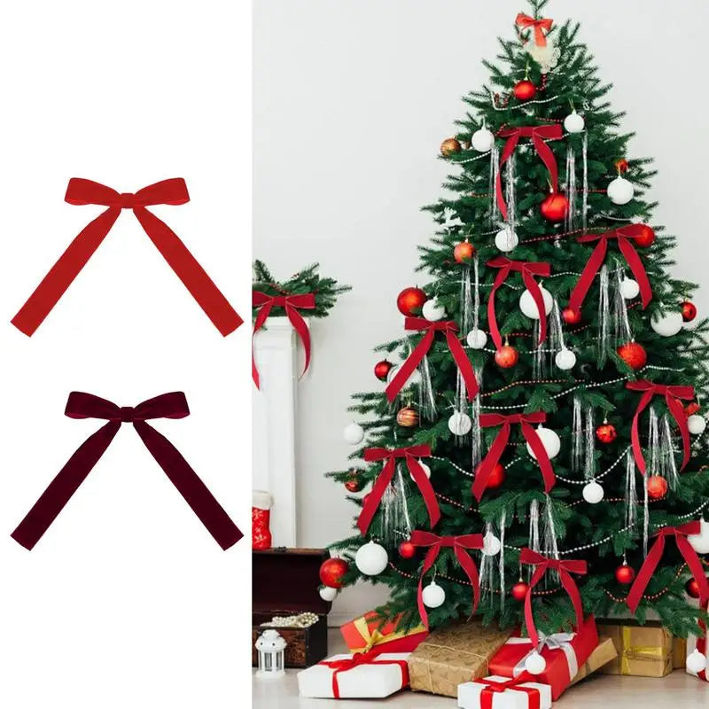 12pcs Velvet Christmas Bows for Wreath & Tree Decor