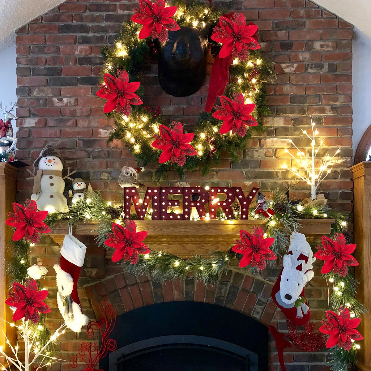 Christmas Poinsettia Artificial Flowers