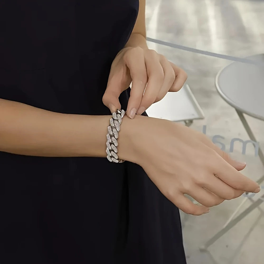Silver Cuban Link Chain & Bracelet Set
