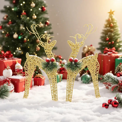 Christmas Gift Iron Art Deer Ornament Set