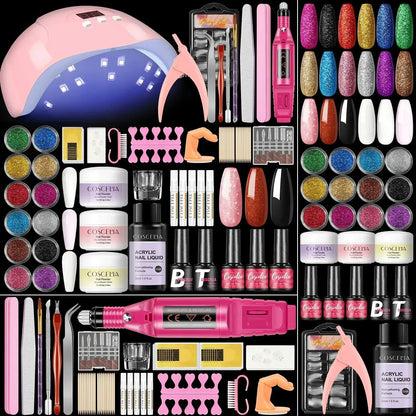 Acrylic Nail Kit with 36W UV LED Nail Lamp Base Top Coat Suitable for Nail Extension and Decoration Nail Tools Acrylic Kit / United States