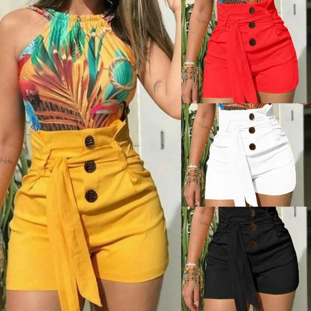 High Waist Casual Solid Hot Skinny Shorts