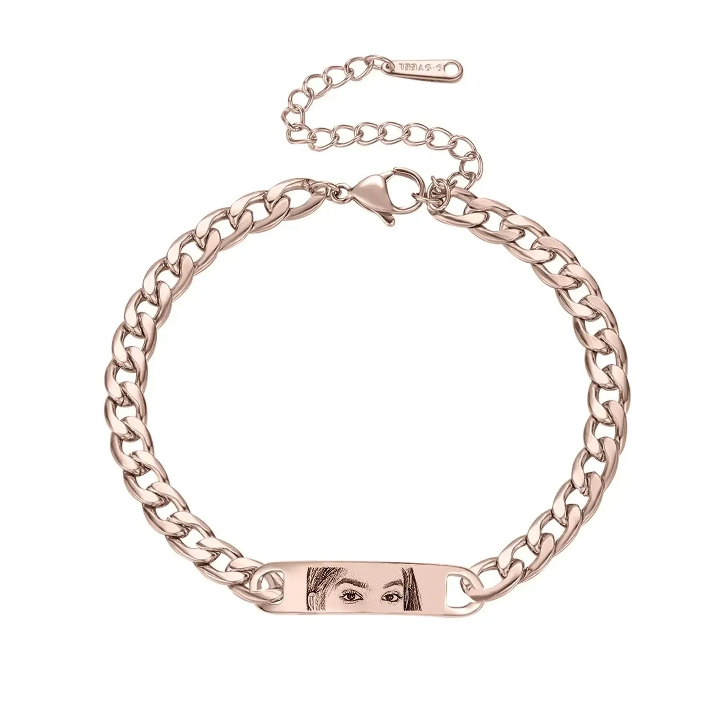Personalized Eye Photo Bracelet Rose gold / 20cm Model size / United States