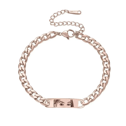 Personalized Eye Photo Bracelet Rose gold / 20cm Model size / United States