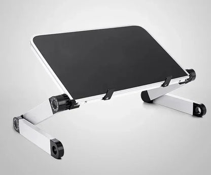 Adjustable Folding Laptop Desk White(with fan)-L