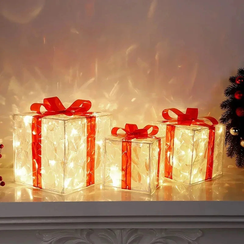 LED Lighted Christmas Gift Box Decoration