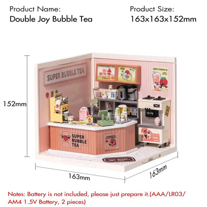 Robotime Rolife Super Creator Miniature Building Kit – Bookstore, Bakery & Bubble Tea Shop DW006 / United States