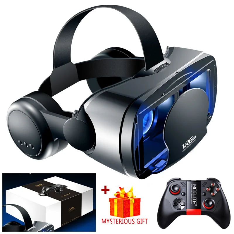 VRG Pro 3D VR Headset with Adjustable Lenses – Immersive Smart Glasses for 3.5–7” Smartphone